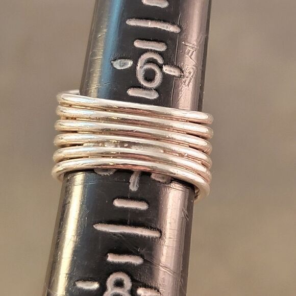 Vintage Sterling Silver Contemporary Double Ball Seven Loop Stacked - Picture 5 of 6